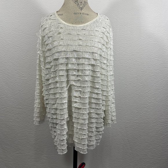 Vintage Layered ruffles iridescent shiny shimmering BoHo Bon Worth Blouse - Picture 1 of 5